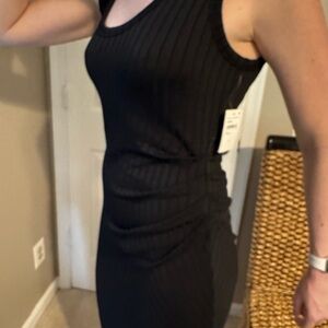 Good American Black Ribbed Tank Dress – Size M – NWT